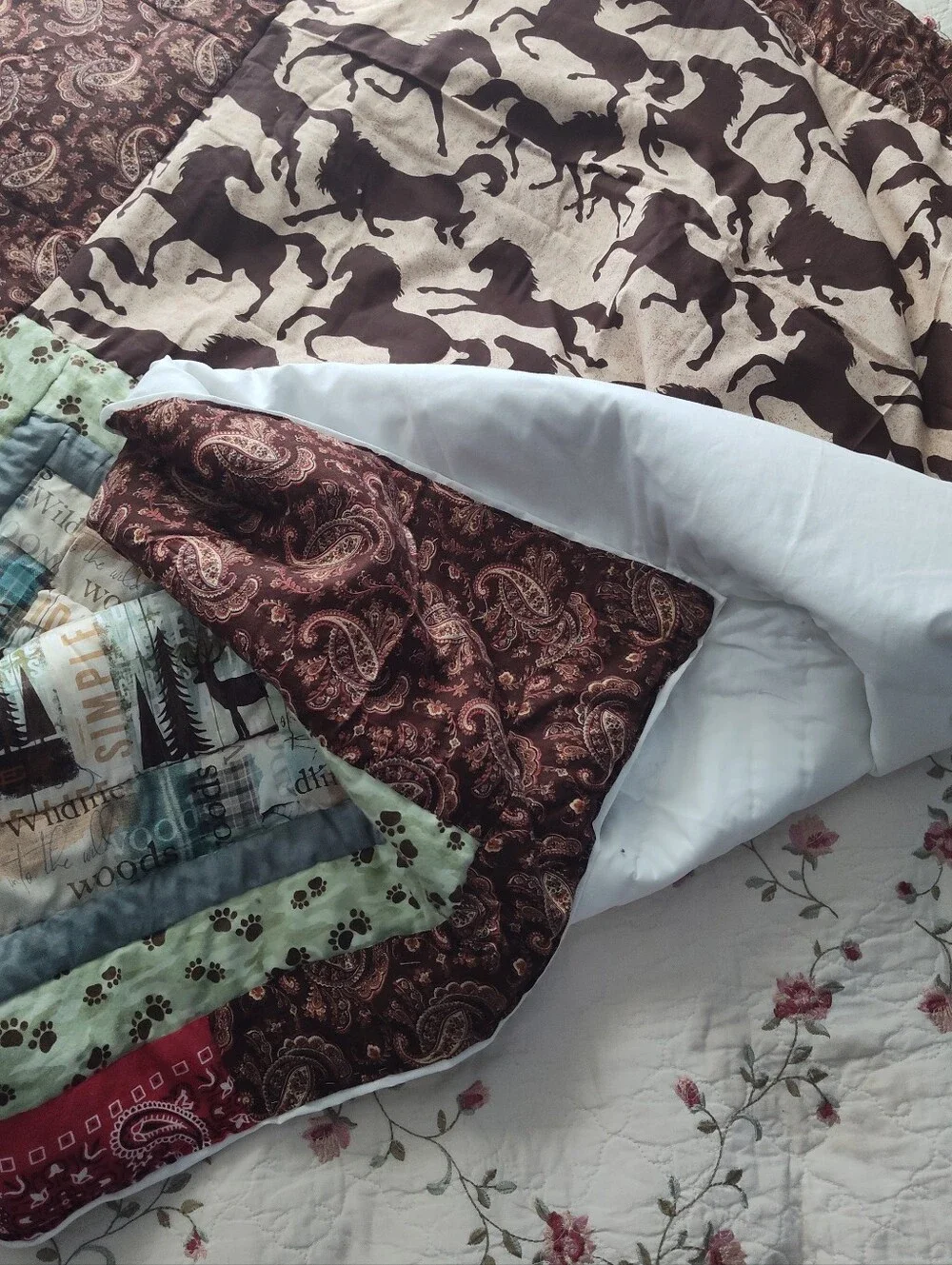 Rustic Cabin Patchwork Quilt Handsewn By Myself 60